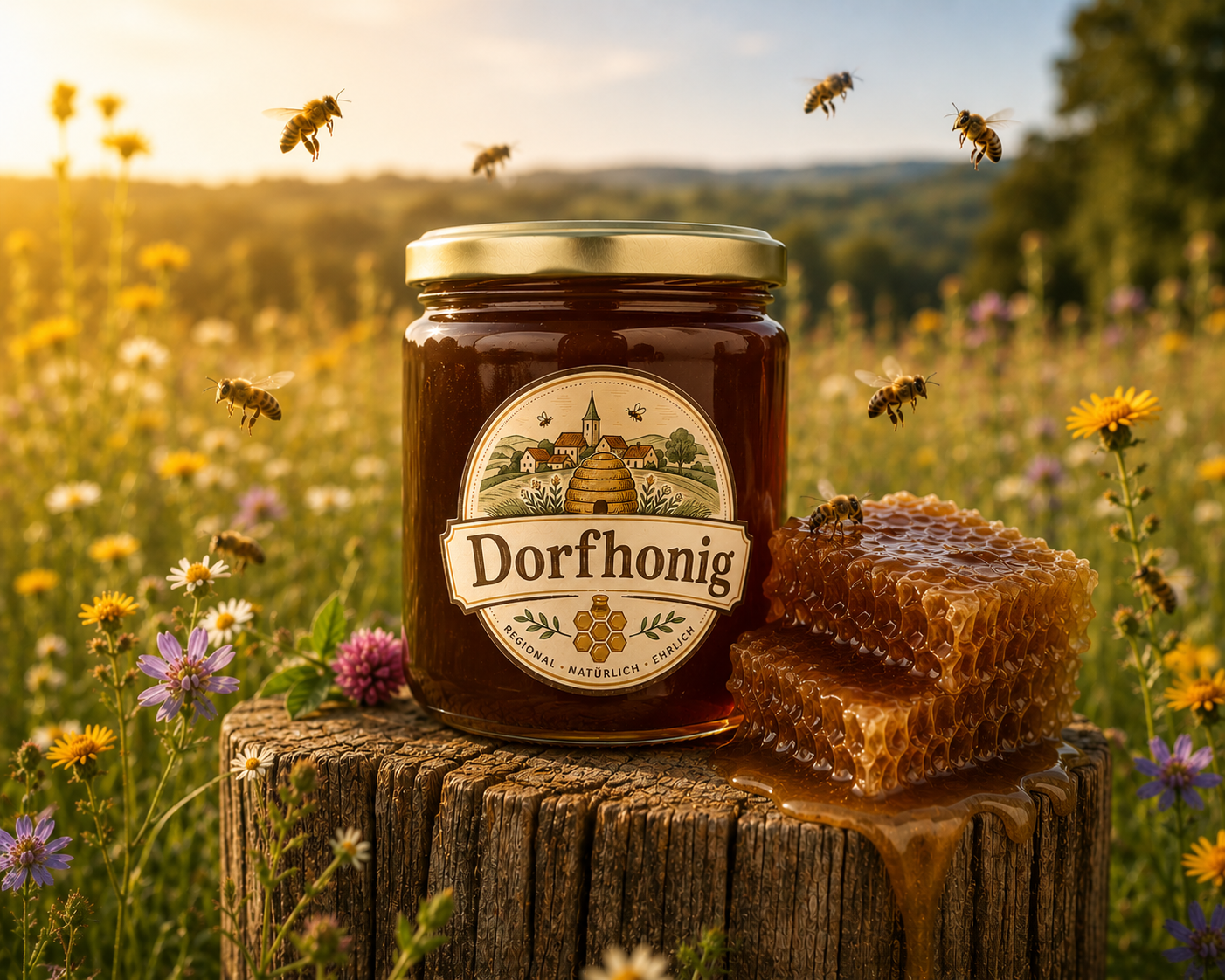 Goldener Sommertracht-Honig im Glas